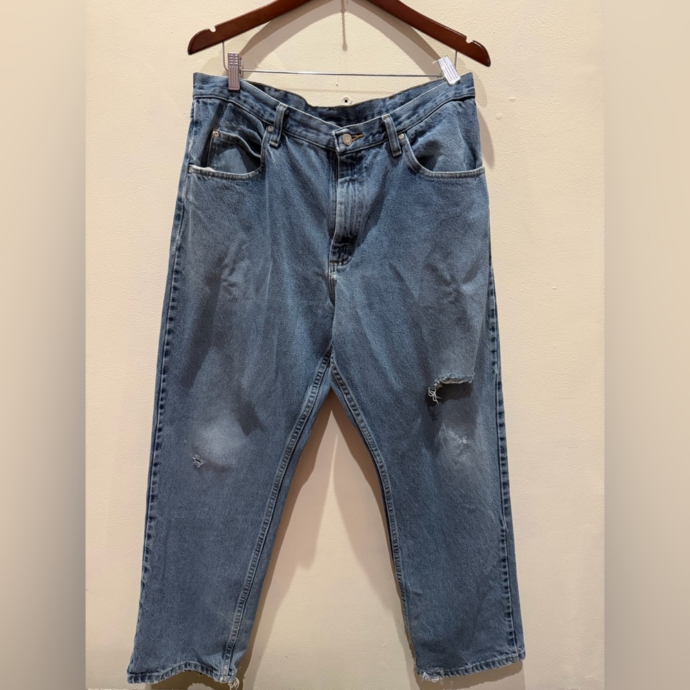 Wrangler oversized and worn in jeans